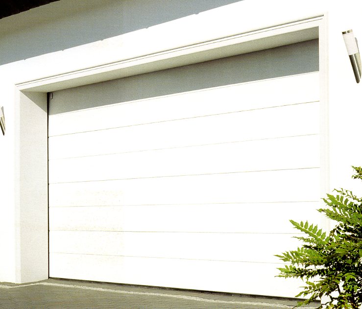Carteck Centre Rib Smooth insulated sectional garage door in White